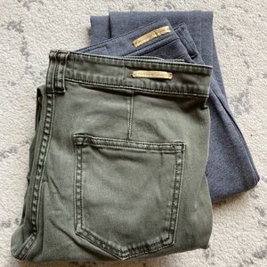 Anthropologie Pilcro Pants Moto Green Grey Skinny 29 plus bonus pair.